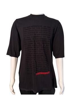 Rick Owens DRKSHDW FW20 Performa Text Graphic Tee size Large Double Black Red